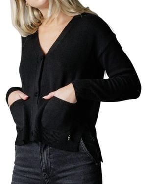 White Wise Cardigan Corto - Black