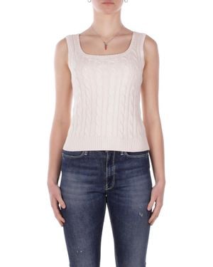 Ralph Lauren Vrouw Canotta 200862152 001 Riuan Mouwloze Pullover Creme - Blauw