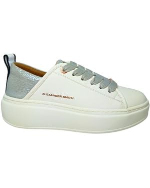 Alexander Smith Chaussures Pour Femmes Sneakers Eco-Wembley Haute Femme, Argent Blanc