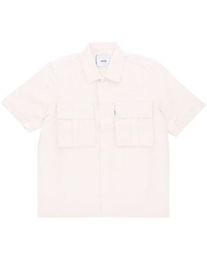 Arte' Peter Detail Pocket Twill Shirt Short Sleeve Shirt - White