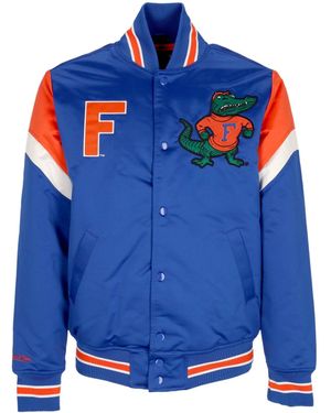 Mitchell & Ness Bomber Jacket Ncaa Heavyweight Satin Jacket Flogat - Blue