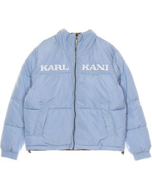 Karlkani Doudoune Retro Reversible Pour Femme, Bleu Clair/Marron