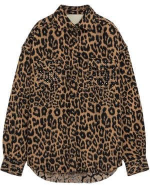 PAPER KID Shirt Jacket Leopared - Brown