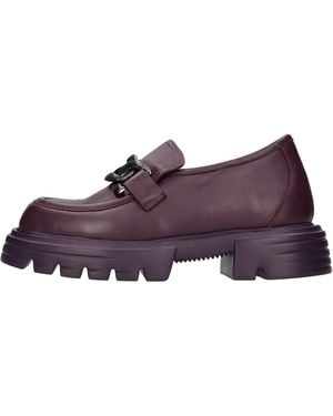 Jeannot Leather Platform Moccasins - Purple