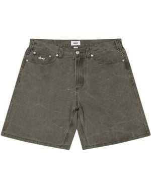 Obey Vaqueros Denim Baggy Bigwig Cortos Pierna Ancha - Verde