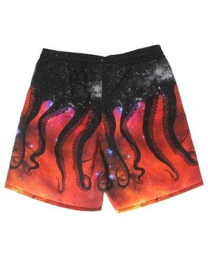 Octopus Bermudas Galaxy Boardshort Para Hombre, Color Negro - Rojo