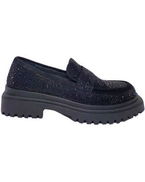 Manufacture D'essai Schuhe Fur Damen Moccasin Frau Schwarz Suede Mit Lagen - Blau