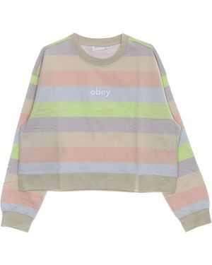 Obey Sudadera Corta Ligera Con Cuello Redondo Para Mujer Chelsea Crew Specialty Fleece - Gris