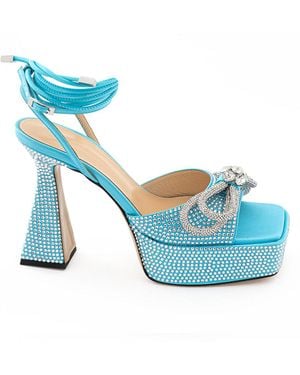 Mach & Mach Plateau Sandals With Double Fiocco Crystals - Blue
