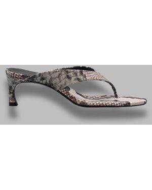 ROTATE BIRGER CHRISTENSEN Kitten Heel Leather Mule - Gray