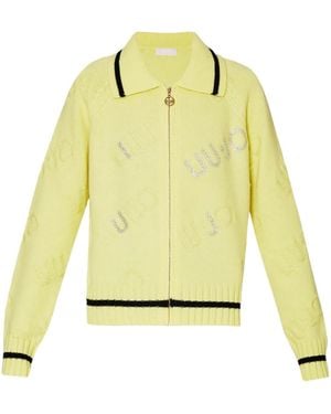 Liu Jo Cardigan En Laine Melange Avec Tf4170Ms55L Logo Jasmine/Noir - Jaune