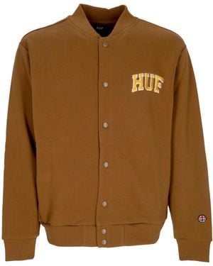 Huf College Lightweight Sweatshirt Athletic Cardigan - Brown