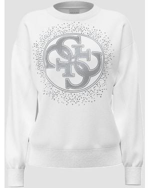 Guess Sudadera Con Logo De Mujer Blanca - Gris