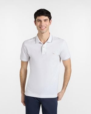 Harmont & Blaine Polo Con Detalles Rayados Hombre Blanco