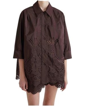 MEIMEIJ Long Shirt With Inlay - Brown