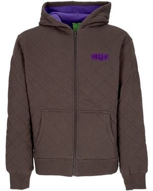 Huf Workman Gewatteerde Herenhoodie Met Chocoladekleurige Ritssluiting En Volledige Ritssluiting - Bruin