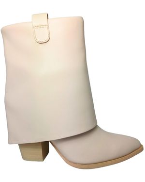 Steve Madden Zapatos Para Mujeres Lark Bone Toe Boot Con Tacon - Neutro