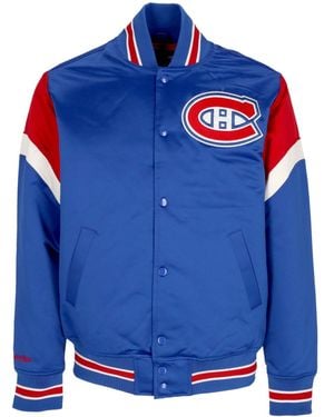 Mitchell & Ness Bomber Jacket Nhl Heavyweight Satin Jacket Moncan - Blue