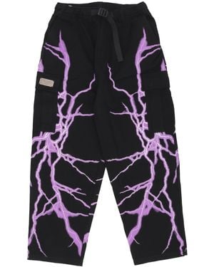 Phobia Pantalon Cargo Largo Rayo Lateral Hombre Negro/Morado