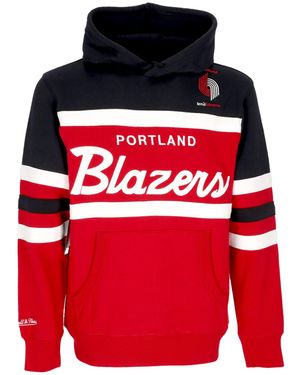 Mitchell &amp; Ness Herenhoodie Nba Head Coach-Hoodie Porbla Originele Teamkleuren - Rood