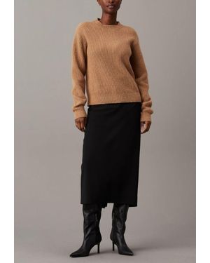 Calvin Klein Boucle Rib C-Nk Relaxed Sweater Trui - Zwart