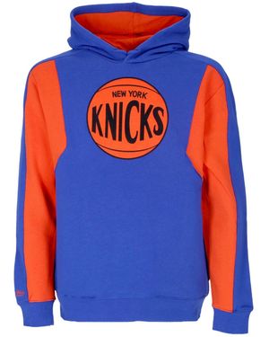 Mitchell &amp; Ness Herenhoodie Nba Color Blocked Fleece 2.0 Hardwood Classics Neykni Originele Teamkleuren - Blauw