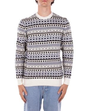 Barbour Knitted Mkn1675 Wh32 Easdale Fair Isle Crew Sweat - White