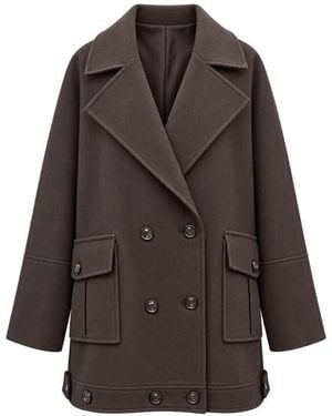 ACTUALEE Double-Breasted Coat - Gray