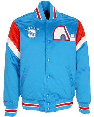 Mitchell & Ness Bomber Jacket Nhl Heavyweight Satin Jacket Quenor - Blue