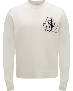 JW Anderson Merino Wool Embroidered Sweater - White