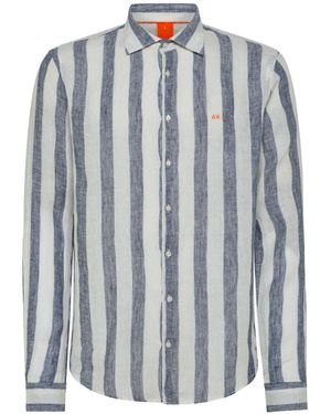SUN68 BEACH Shirt Fancy Stripe 0701/ S33123 - Blue