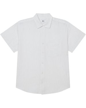 Obey Barry Woven Camisa De Manga Corta En Algodon Y Lino Mezcla - Blanco