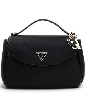 Guess Evie Top Handle Flap Mujer Negro En Material Sintetico Con Logo 4G Y Charm