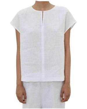 MEIMEIJ Blusa Smanicata Uber Frau Mit Ruckenhals - Weiß