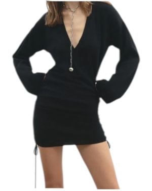 Akep Robe Courte Pour Femme Avec Coulisse Laterale - Noir