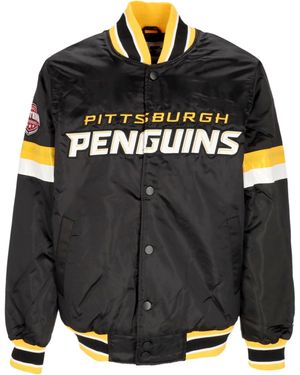 Starter Chaqueta Bomber Para Hombre Nhl Home Game Chaqueta De Saten Pitpen Colores Originales Del Equipo - Negro