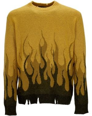 Vision Of Super Double Flames Herrenpullover L/Jumper - Grün