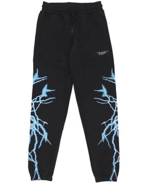 Phobia El Chandal Ligero De Los Hombres Jadea Los Pantalones Laterales De La Impresion Del Relampago Negro/Azul Claro