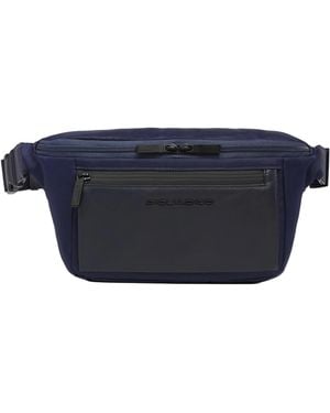 Piquadro Bolsa De Cuero Y Tela De Hombre Ca2174S136-Blu Azul