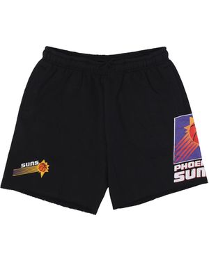 Mitchell &amp; Ness Korte Trainingsbroek Sweatshirt Nba Postgame Vintage Logo Fleece Short Phosun Zwart