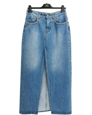 Trash and Luxury Clear Jeans Skirt With Pocket Applications - Blue