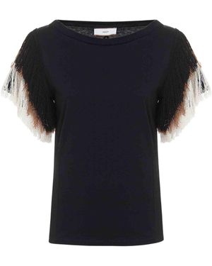Akep Camiseta Con Franja Mujer En Las Mangas - Azul