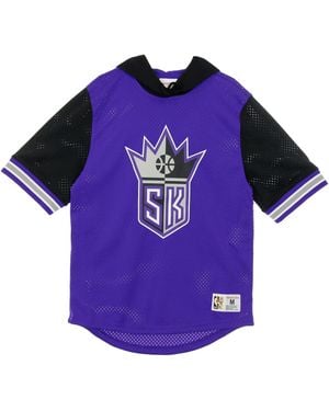 Mitchell &amp; Ness Lightweight Hoodie Short Sleeve Nba Buzzer Beater Mesh Hoody Hardwood Classics Sackin - Purple