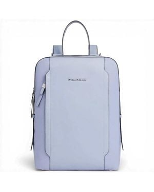 Piquadro Backpack W92T Leather With Laptop 14' And Ipad - Blue