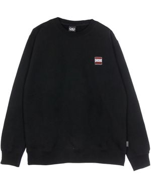 Propaganda Label Crewneck Lichtgewicht Herensweatshirt Met Ronde Hals Zwart