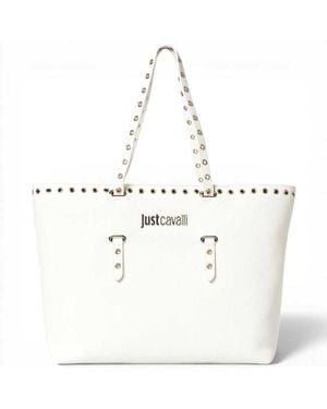 Just Cavalli Shopping Bag Jc Mini Eyelets Leatherette - White