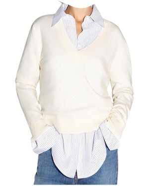 Akep Chemise Douce Pour Femme Encolure V - Blanc