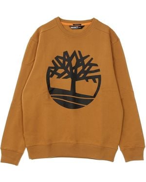 Timberland Sudadera Con Cuello Redondo Para Hombre Core Logo Crewneck Brushback - Marrón