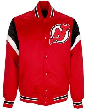 Mitchell & Ness Bomber Jacket Nhl Heavyweight Satin Jacket Nejdev - Red