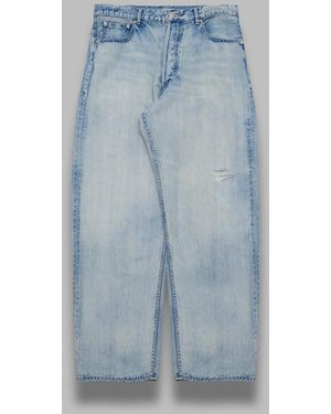 AURALEE Faded Selvedge Licht Denim Breite Hose - Blau